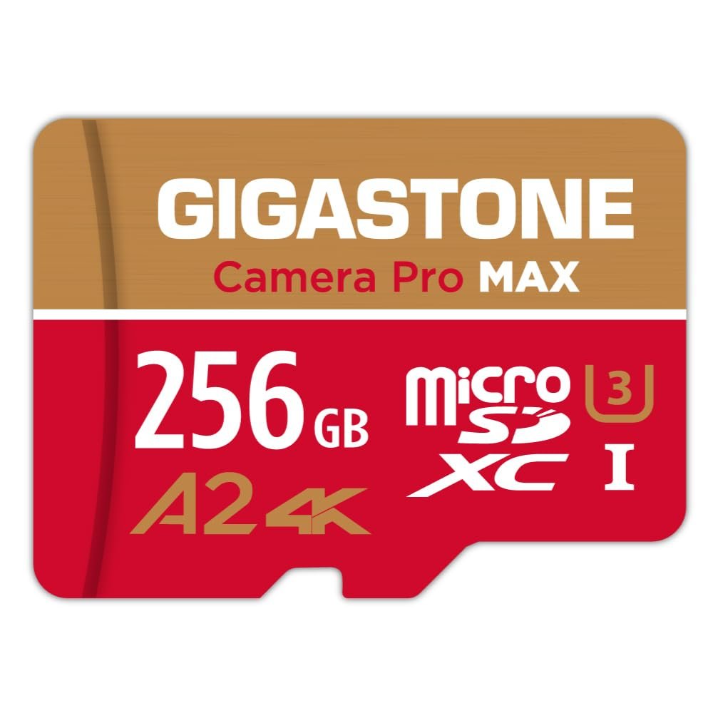 5-Years Data Recovery GIGASTONE 256GB Micro SD Card, 4K Camera Pro MAX, Compatible with Gopro, Dash Cam, DJI, Drone, Security Camera, Speed Up to 130MB/s, UHS-I A2 4K U3 C10, with Adapter