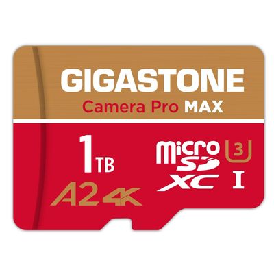 5-Years Data Recovery GIGASTONE 1TB Micro SD Card, 4K Camera Pro MAX, 4K Video Recording for GoPro, DJI, Drone, R/W up to 170/140 MB/s MicroSDXC Memory Card UHS-I U3 A2 V30, with Adapter