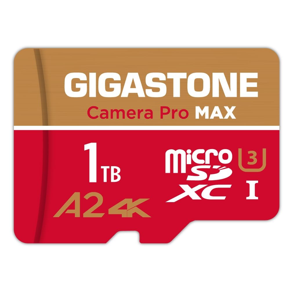 5-Years Data Recovery GIGASTONE 1TB Micro SD Card, 4K Camera Pro MAX, 4K Video Recording for GoPro, DJI, Drone, R/W up to 170/140 MB/s MicroSDXC Memory Card UHS-I U3 A2 V30, with Adapter