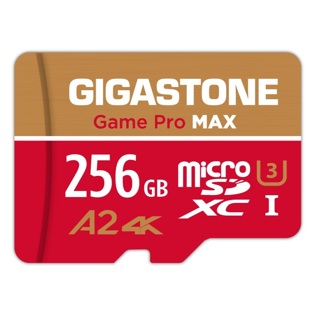 For Switch 1 OnlyGIGASTONE 256GB Micro SD Card, 4K Game Pro MAX, A2 V30 Memory Card for Gaming Console, 4K UHD Video, Up to 130/85 MB/s, UHS-I U3 C10 with Adapter5-Years Data Recovery
