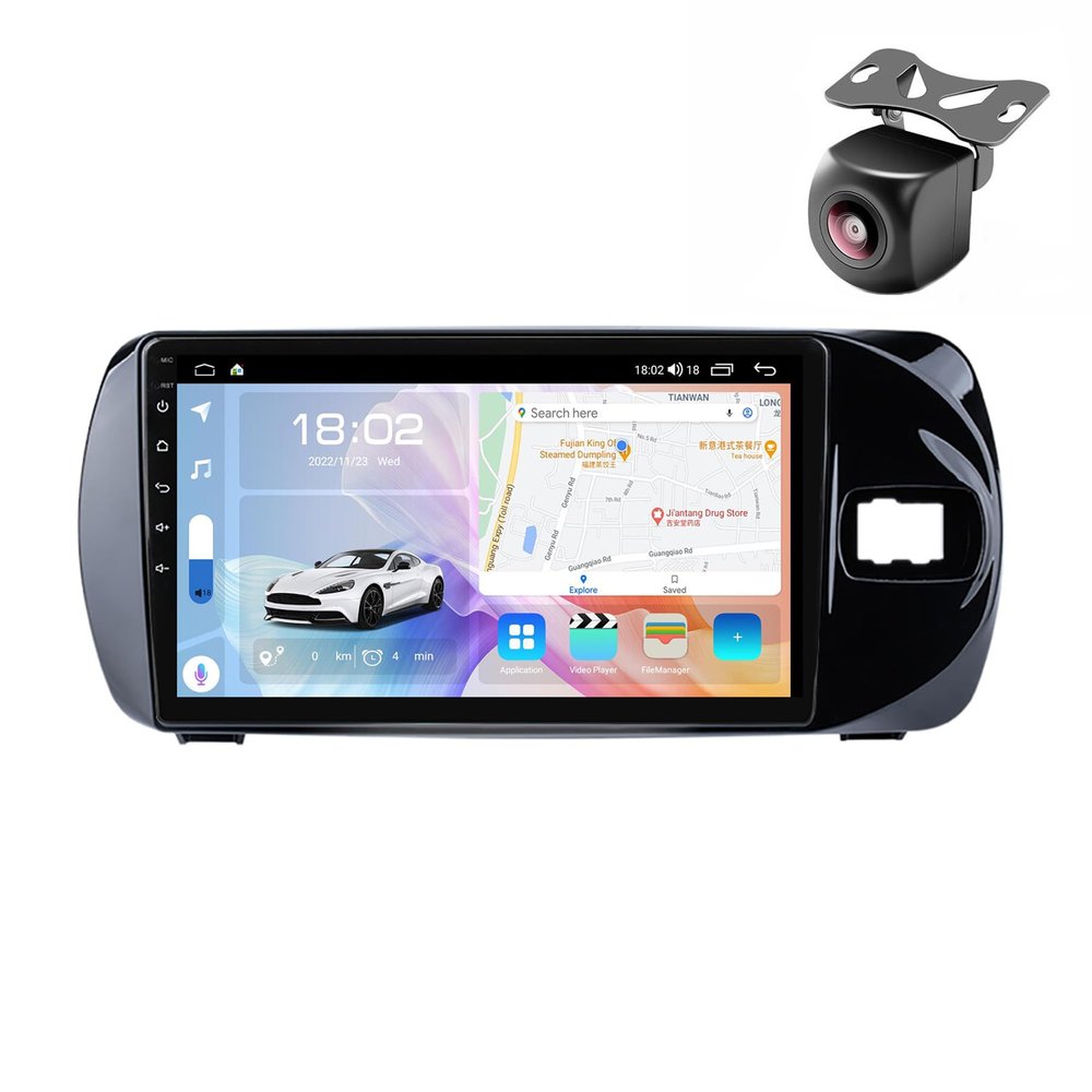 Android 12 System for Toyota Vitz 3 XP 130 RHD 2014 2015 2016 2017-2019 Car Stereo Radio with FM 4G SWC Camera Built-in Car-Play Android Auto GPS Navigation Touch Screen Upgrade (M300S 8core 4+32G)