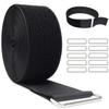 YMCRLUX 2" x32ft Reusable Cinch Strap with 20 Metal Buckles, Cut-to-Length Fastening Securing Straps, Adjustable Nylon Cable Straps and Cord Ties for Organizer or Storage, 2 inch Wide, Black view 1