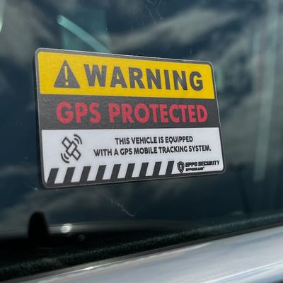 EppoBrand 3pcs Car GPS Protected Tracking Alarm Anti-Theft Warning Vinyl Sticker Sign with Anti-Scratch Coating 1.5" x 3" for Vehicle Electric Scooter Bike E-Bike Car Truck Accessories