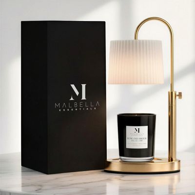 Dimmable Glass Candle Warmer Lamp with Timer - Adjustable Height Candle Lamp Warmer with Timer (8H/4H/2H) - Wax Melter - Ideal Gift, fits Various Size Scented Candles - 02 Bulb - (Gold Metal)