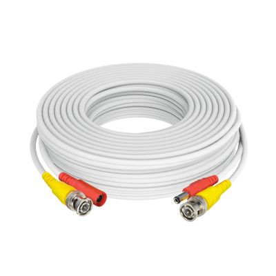 Aprelco 100ft White BNC Video Power Siamese Cable Compatible with Analog AHD CVI CCTV Camera DVR Kit