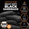 Xpose Safety Heavy Duty Sand Bags with Tie Strings Empty Woven Polypropylene Sandbags for Hurricane Flood Protection, 100 lb Capacity, 14" x 26", Black, Pack of 500 view 3