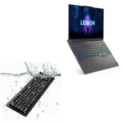 BoxWave Keyboard Compatible with Lenovo Legion Slim 7i (RTX 4060) - AquaProof USB Keyboard, Washable Waterproof Water Resistant - Jet Black
