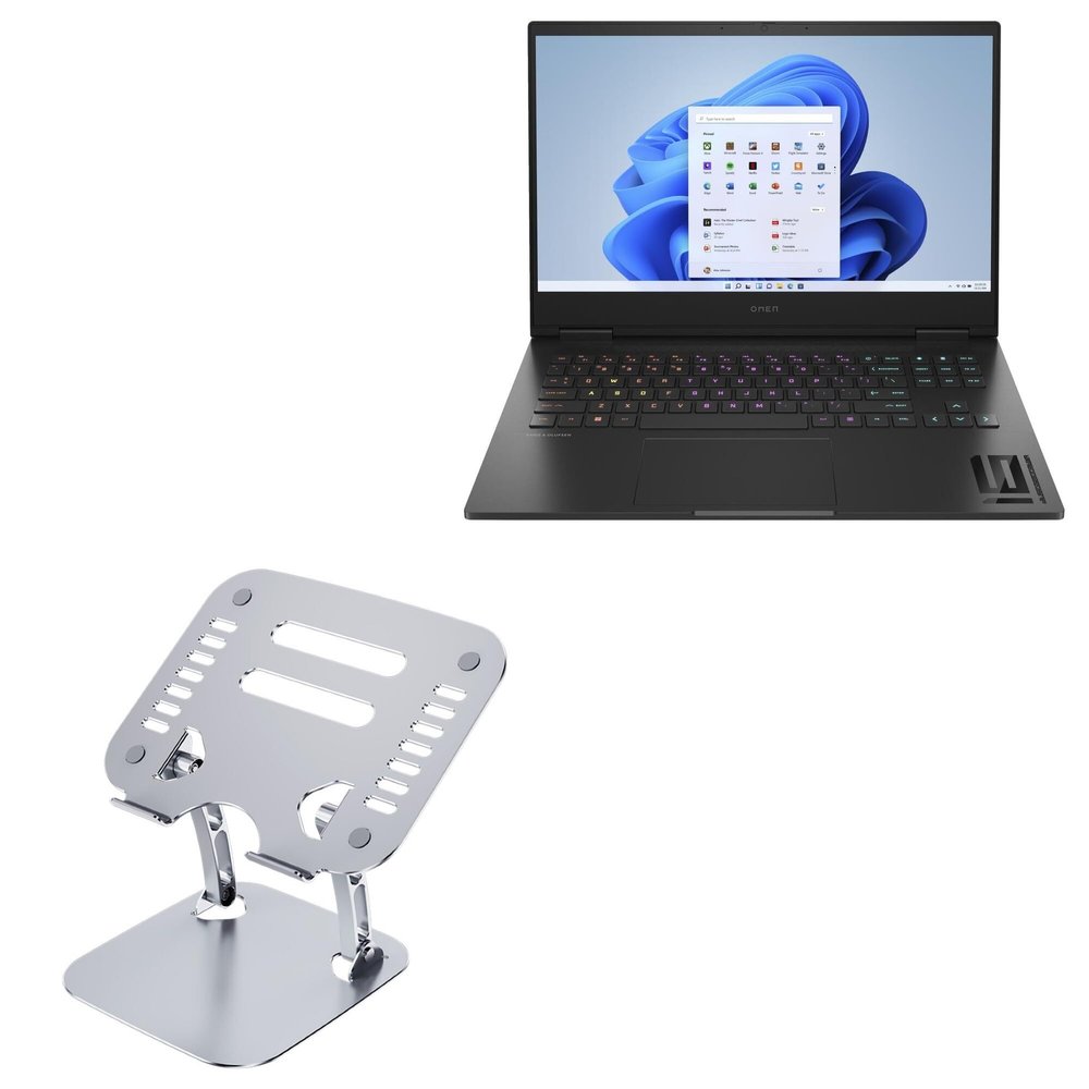 BoxWave Stand and Mount Compatible with HP Omen (16z-xf000) - Executive VersaView Laptop Stand, Ergonomic Adjustable Viewing Angle Metallic Riser - Metallic Silver