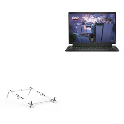 BoxWave Stand and Mount Compatible with Dell Alienware x14 R2 - Pocket Aluminum Stand 3-in-1, Portable Multi Angle Viewing Riser - Metallic Silver