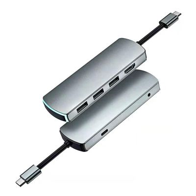 YIORYO 6 in 1 USB Hub Type-C USB Hub Multi Splitter Adapter 6 Ports USB Hub Expander High Speed Transmission Plug and Play for PC Computer