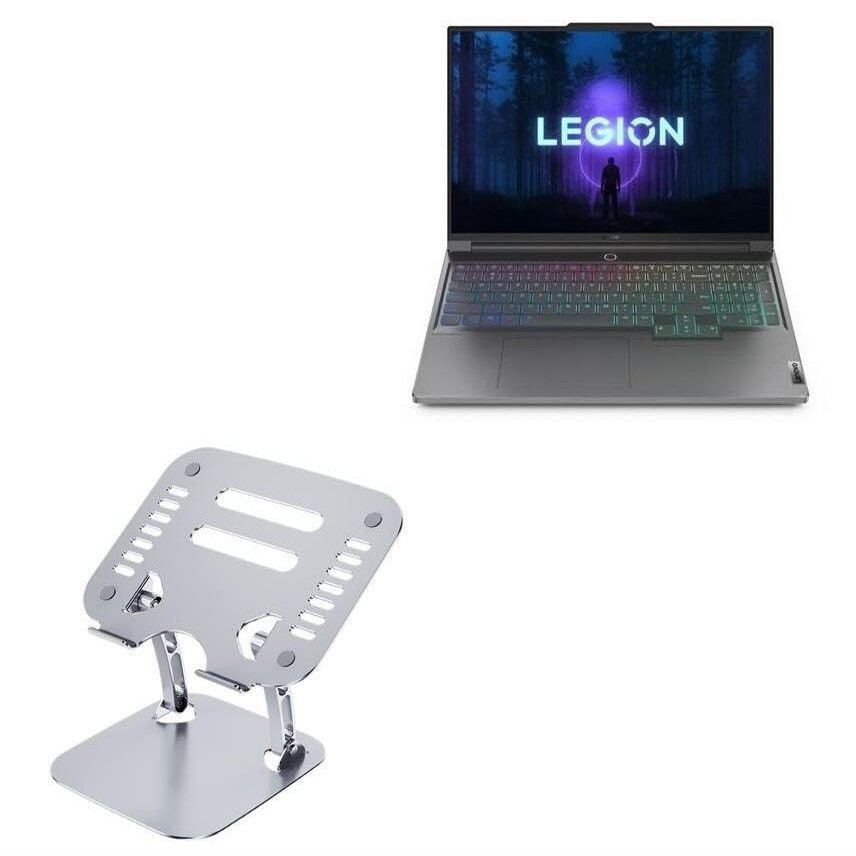 BoxWave Stand and Mount Compatible with Lenovo Slim 7i (RTX 4070) - Executive VersaView Laptop Stand, Ergonomic Adjustable Viewing Angle Metallic Riser - Metallic Silver