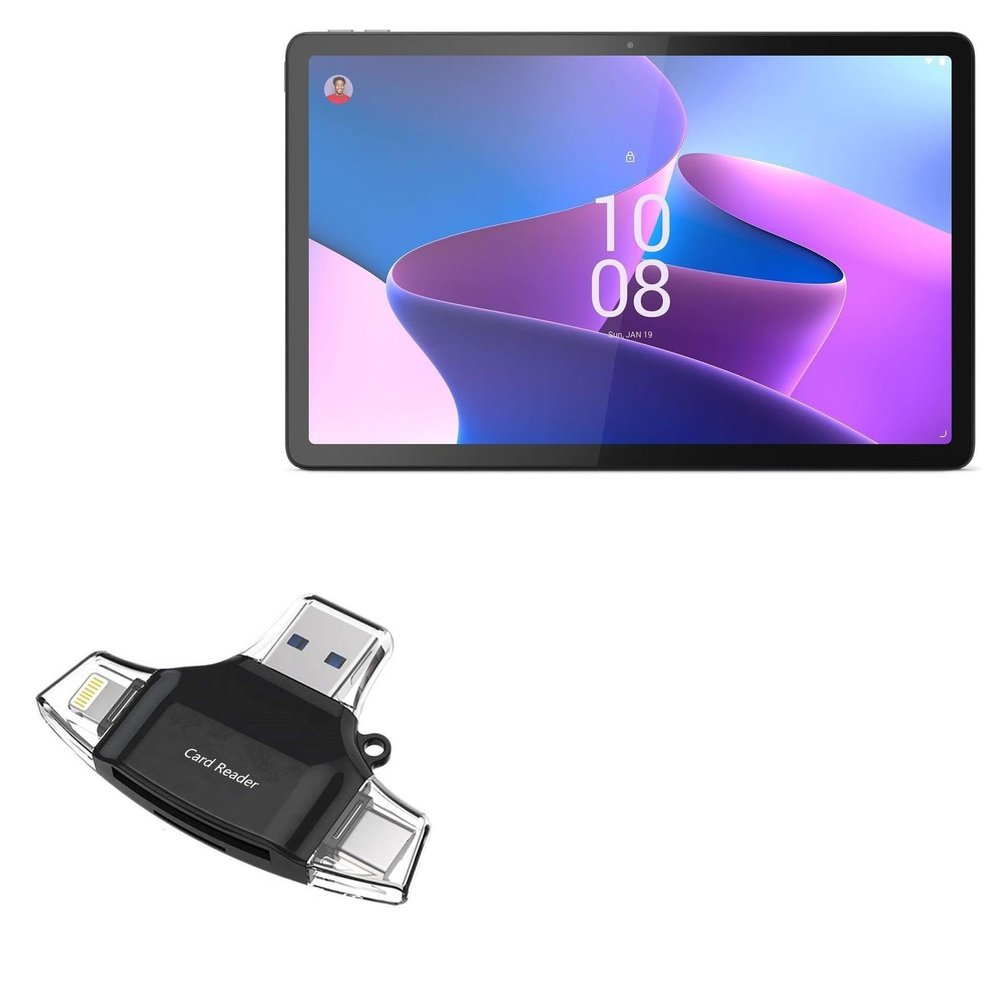 BoxWave Smart Gadget Compatible with Lenovo Tab P11 Pro Gen 2 - AllReader SD Card Reader, microSD Card Reader SD Compact USB - Jet Black