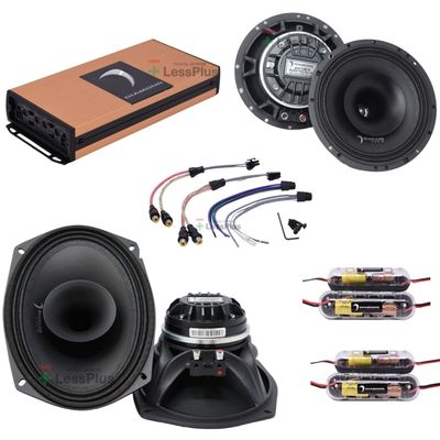 Diamond Audio MP654 6.5 inch and MP694 6X9 inch PRO Full-Range Co-Ax Horn Speaker with MICRO4V2 4-Channel Full Range Class D Amplifier (MP654 X MP694 X MICRO4V2)