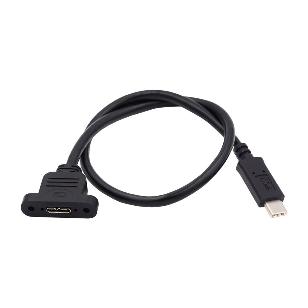 NFHK Type-C USB 3.0 USB-C Male to Micro 3.0 Type-B Female Screw Mount Type Extension Cable 5Gbps
