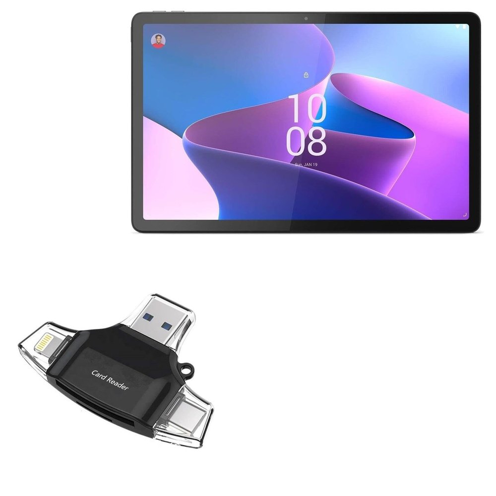 BoxWave Smart Gadget Compatible with Lenovo Tab P11 Gen 2 - AllReader SD Card Reader, microSD Card Reader SD Compact USB - Jet Black