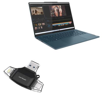 BoxWave Smart Gadget Compatible with Lenovo Yoga Pro 9i (14.5 in - 83BU) - AllReader SD Card Reader, microSD Card Reader SD Compact USB - Jet Black