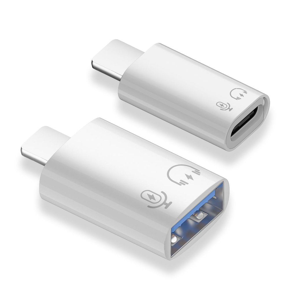 AreMe 2 Pack USB C and USB 3.0 OTG Adapter for iPhone/iPad, Support Connect Card Reader, U Disk, USB Flash Drive, Keyboard, Mouse, Lavalier Microphone, Digital Headphone