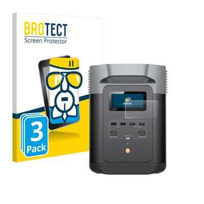 BROTECT Glass Screen Protector Film Compatible with EcoFlow Delta 2 (3 Pack) - Glass-Foil 9H Protection [Scratch Resistant, High Clarity]