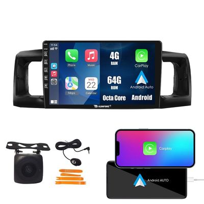 Car CarPlay Android Auto Navigation Stereo GPS Radio 9" IPS Touchscreen Headunit Tablet Media Player for Toyota Corolla 2003-2008, if Applicable Octa Core 4G+64G Black