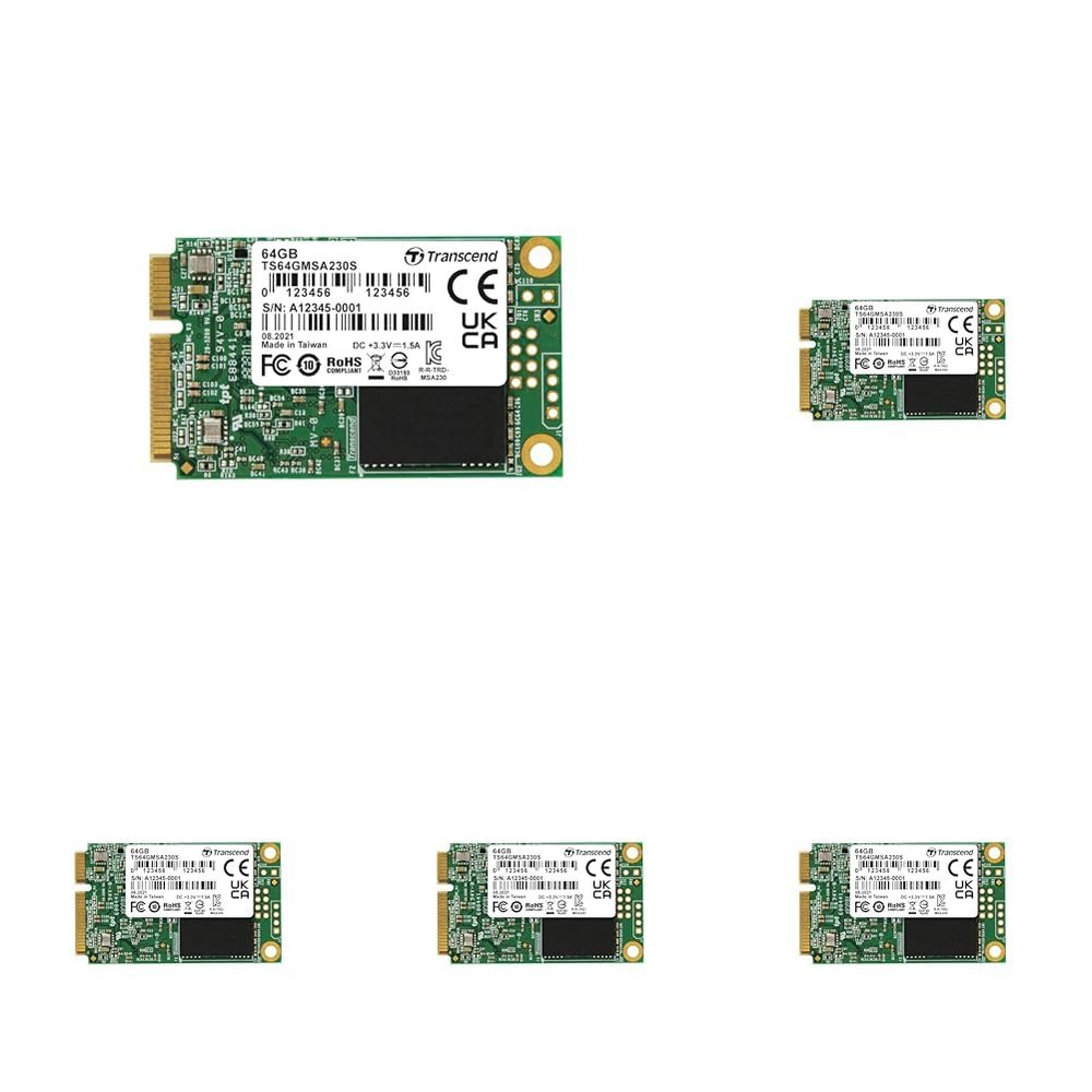 Transcend 64GB SATA III 6GB/S MSA230S mSATA SSD 230S Solid State Drive TS64GMSA230S (Pack of 5)