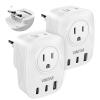 VINTAR Foldable European Travel Plug Adapter, 2 Pack Type C Plug Adapter view 1