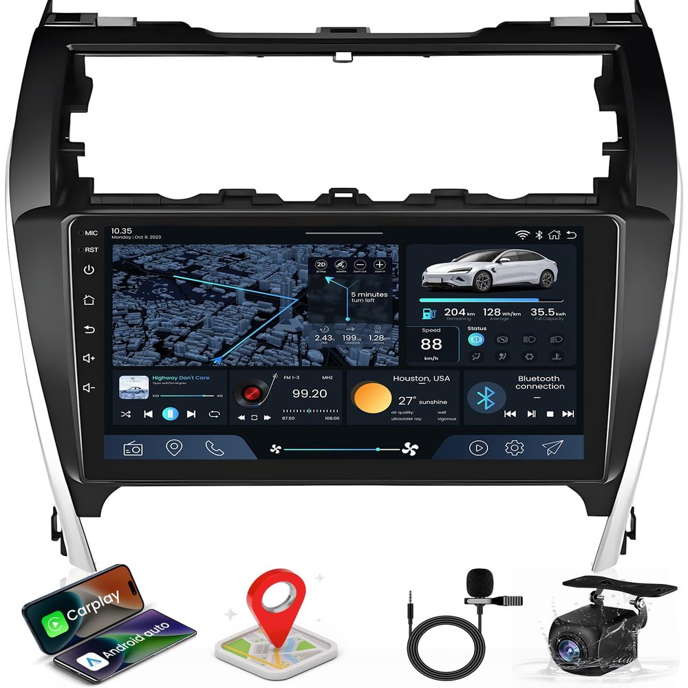 Car Radio for Toyota Camry 2012-2014: Support CarPlay Android Auto 5GWiFi GPS Bluetooth FM/AM DSP SWC Mirror Link Backup Camera