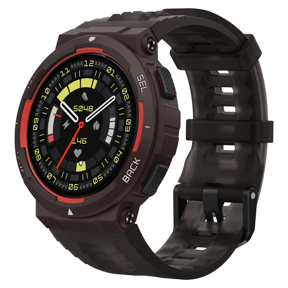 Amazfit Active Edge Smart Watch 46 mm, Rugged Fitness Watch, GPS, AI Health Coach, 16-Day Battery, 130+ Sports Modes, Activity Trackers and Smartwatches Android and iPhone Compatible, Lava Black