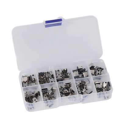 100Pcs Type C Mini USB Sockets Jack Female Plug Connector Solder USB Repair Replacement Adapter Assortment Set USB Socket Adapter Plug