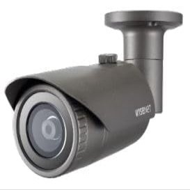Hanwha QNO-7012R 4MP IR BLC WDR SSDR Outdoor Network H.265 PoE Bullet Camera with 2.8mm Fixed Focal Lens, Dark Grey Aluminum