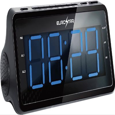 EUROSTAR CR9018 Dual Alarm AM/FM Clock Radio, Black