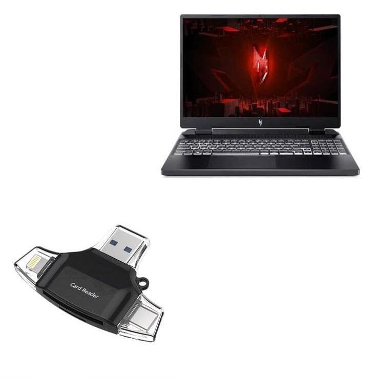 BoxWave Smart Gadget Compatible with Acer Nitro 16 (AN16-41-R6HK) - AllReader SD Card Reader, microSD Card Reader SD Compact USB - Jet Black