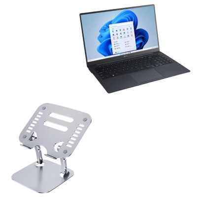 BoxWave Stand and Mount Compatible with LG Gram Superslim - Executive VersaView Laptop Stand, Ergonomic Adjustable Viewing Angle Metallic Riser - Metallic Silver