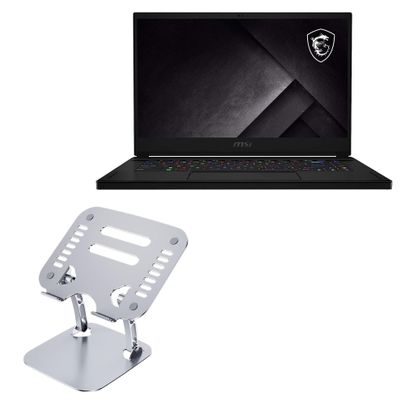 BoxWave Stand and Mount Compatible with MSI Stealth GS66 (Intel 10th Gen RTX) - Executive VersaView Laptop Stand, Ergonomic Adjustable Viewing Angle Metallic Riser - Metallic Silver