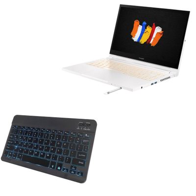 BoxWave Keyboard Compatible with Acer ConceptD 3 Ezel CC314-72G-72SX (14 in) - SlimKeys Bluetooth Keyboard - with Backlight, Portable Slim LED 7 Colors - Jet Black