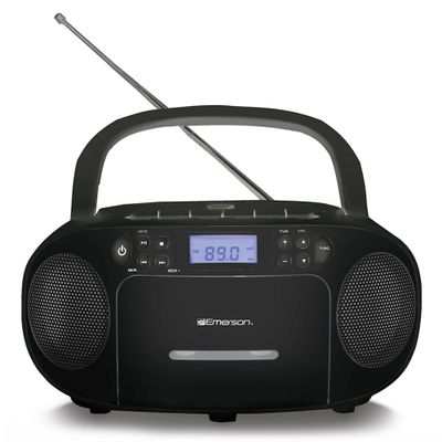 Emerson EPB-3003 Portable CD Cassette Boombox with AM FM Radio - Black