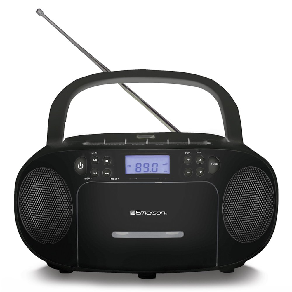 Emerson EPB-3003 Portable CD Cassette Boombox with AM FM Radio - Black