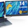 APILDELLA 14'' 1080P Portable Dual Monitor Extender for Laptops - USB C and HDMI, Plug-Play for Dual Display on Mac and Windows, Fits 13''-17.3'' Laptops view 1