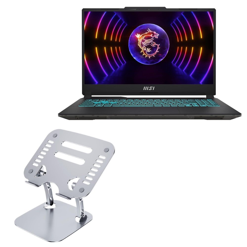 BoxWave Stand and Mount Compatible with MSI Cyborg 15 A12VE-046US - Executive VersaView Laptop Stand, Ergonomic Adjustable Viewing Angle Metallic Riser - Metallic Silver