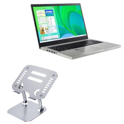 BoxWave Stand and Mount Compatible with Acer Aspire Vero AV15-51-7617 (15.6 in) - Executive VersaView Laptop Stand, Ergonomic Adjustable Viewing Angle Metallic Riser - Metallic Silver