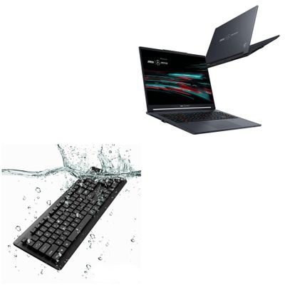 BoxWave Keyboard Compatible with MSI Stealth 16 Mercedes-AMG Motorsport - AquaProof USB Keyboard, Washable Waterproof Water Resistant - Jet Black