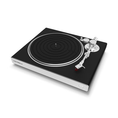 Victrola Hi-Res Carbon - 2-Speed Turntable with Ortofon 2M Red Cartridge & Carbon Fiber Tonearm (White/Silver)