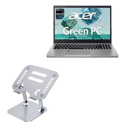 BoxWave Stand and Mount Compatible with Acer Aspire Vero AV15-52-712Q (15.6 in) - Executive VersaView Laptop Stand, Ergonomic Adjustable Viewing Angle Metallic Riser - Metallic Silver