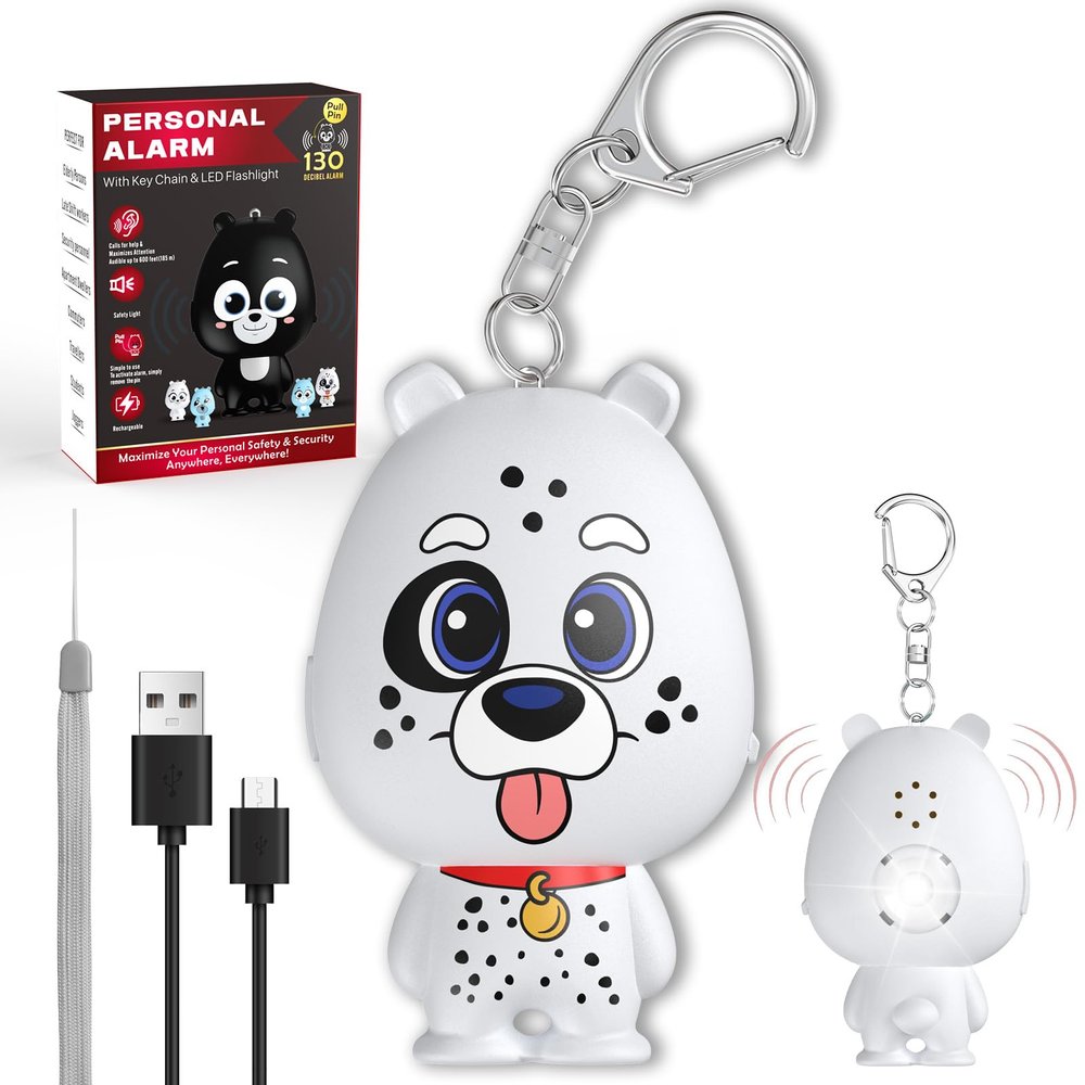 Personal Safety Alarm for Women  Rechargeable Personal Alarm for Women Kids and Elders  130dB Loud Siren  Strobe Light  Low Battery Notice  Safety Siren Keychain