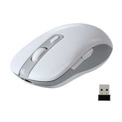 elec Space Wireless Mouse, Dual Mode Wireless Mouse, Type-C Rechargeable Bluetooth Mouse, 2.4G Wireless Computer Mouse with USB Receiver, DPI 800-1200-1600,3 Device Connection-White