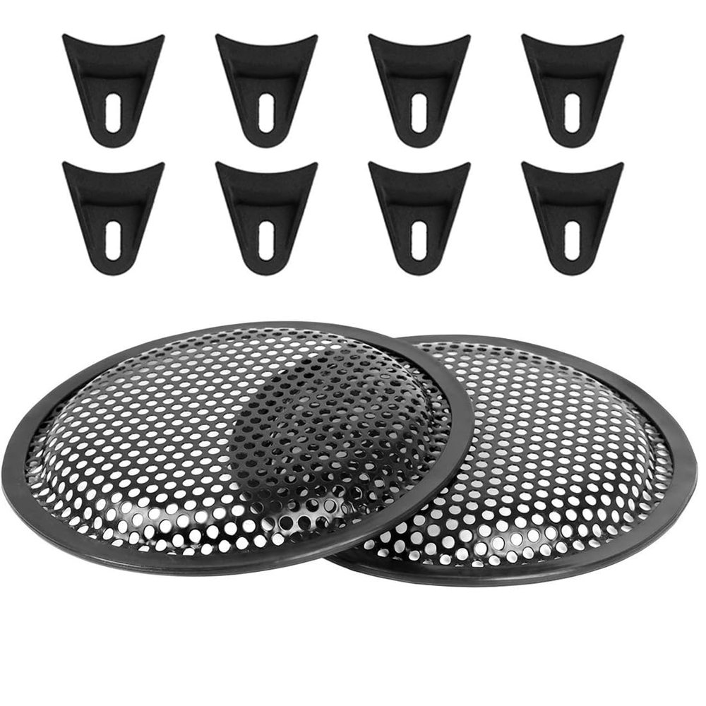 Karlass 2pcs Car Universal Audio Speaker Subwoofer Metal Waffle Grill Cover Protector with Rubber Edge and Clips 10 Inch