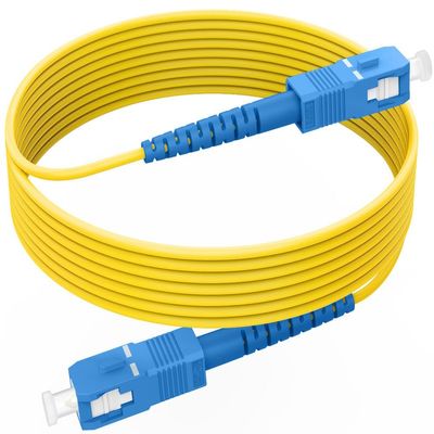 (30ft/10m) SC/UPC to SC/UPC Fiber Optic Internet Cable, OS2 Single Mode Fiber Jumper Cable, Fiber Patch Cable Simplex 9/125um LSZH Yellow, 