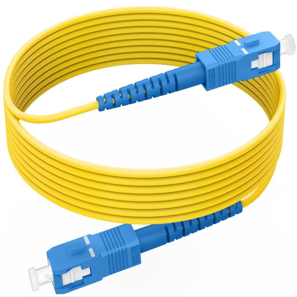 (30ft/10m) SC/UPC to SC/UPC Fiber Optic Internet Cable, OS2 Single Mode Fiber Jumper Cable, Fiber Patch Cable Simplex 9/125um LSZH Yellow, 