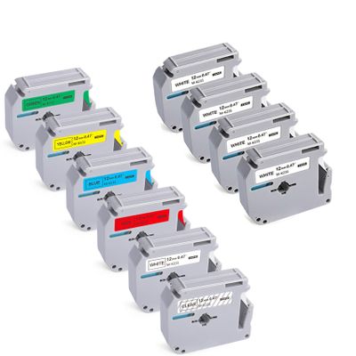 10PK M Tape 12mm=6PK MK-131-731 & 4PK MK-231,Compatible with Brother Label Maker Tape P Touch M Tape for Label Maker PT-80, PT-80SCCP, PT-85, PT-90, PT-M95, PT-100, PT-110