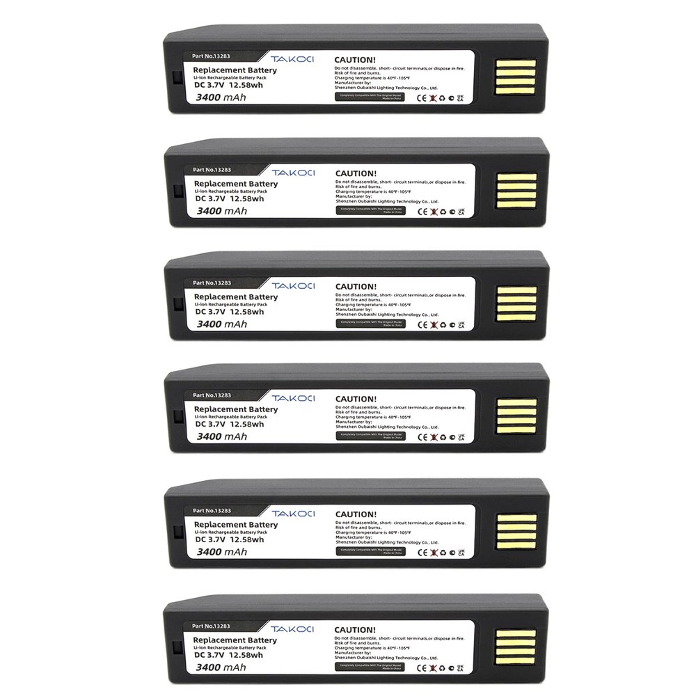 TAKOCI (6 Pcs) Replacement Battery for H'oneywell Xenon 3820 Xenon 3820i Xenon 4820 Xenon 4820i 3820 3820i 4820 4820i 5620 100000495 3400mAh/Li-ion/3.7V