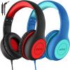 EarFun 2Packs Kids Headphones Wired with Microphone, 85/94dB Volume Limit Headphones for Kids, Portable Wired Headphone with Shareport, Stereo Sound Foldable Headset for School/Tablet/iPad/Kindle view 1